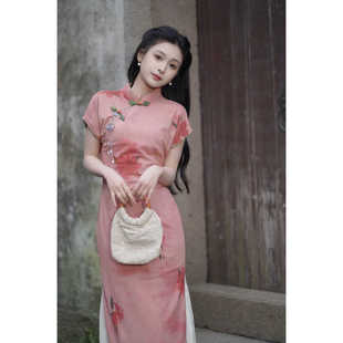 她来了复古馆 少女民国风粉色显白日常改良旗袍 新中式 生如夏花