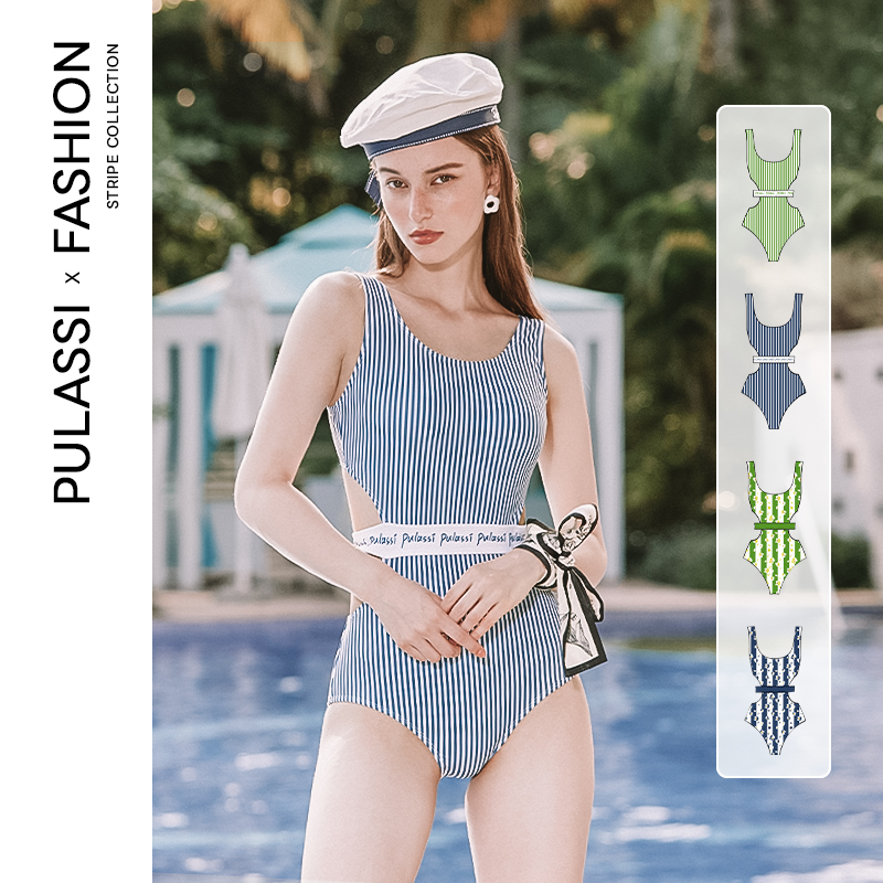 pulassi泳衣女款连体三角性感