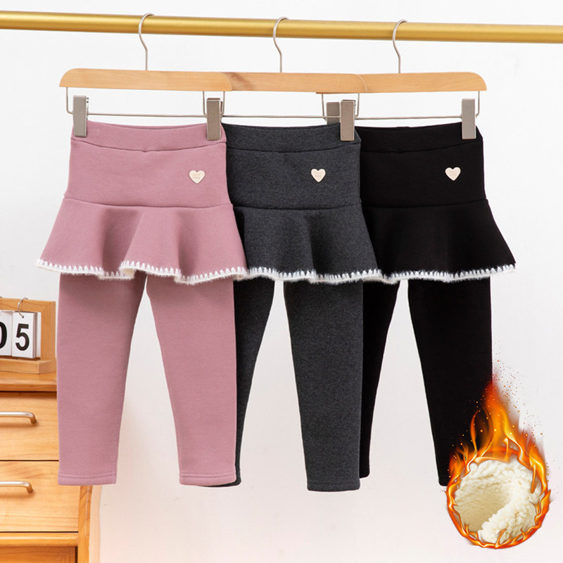 冬季女童一体加绒保暖裙裤中大童韩版加厚打底裙子女孩外穿新款裤