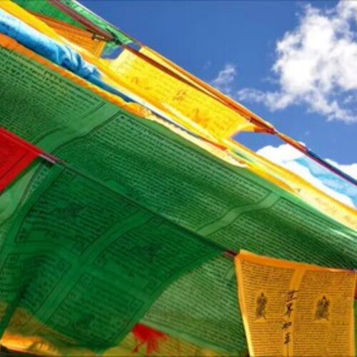 代挂 不动佛心z 五色绸布经旗 经幡 风马旗
