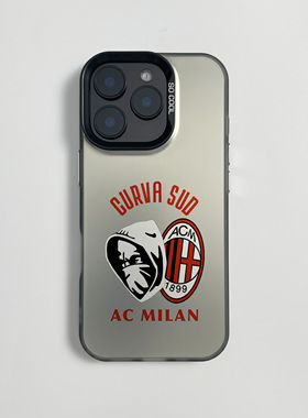 死忠北看台适用于苹果17airAC米兰手机壳iphone16e足球15PLUS新款14彩银13女xsmax镭射12promax小众11防摔潮