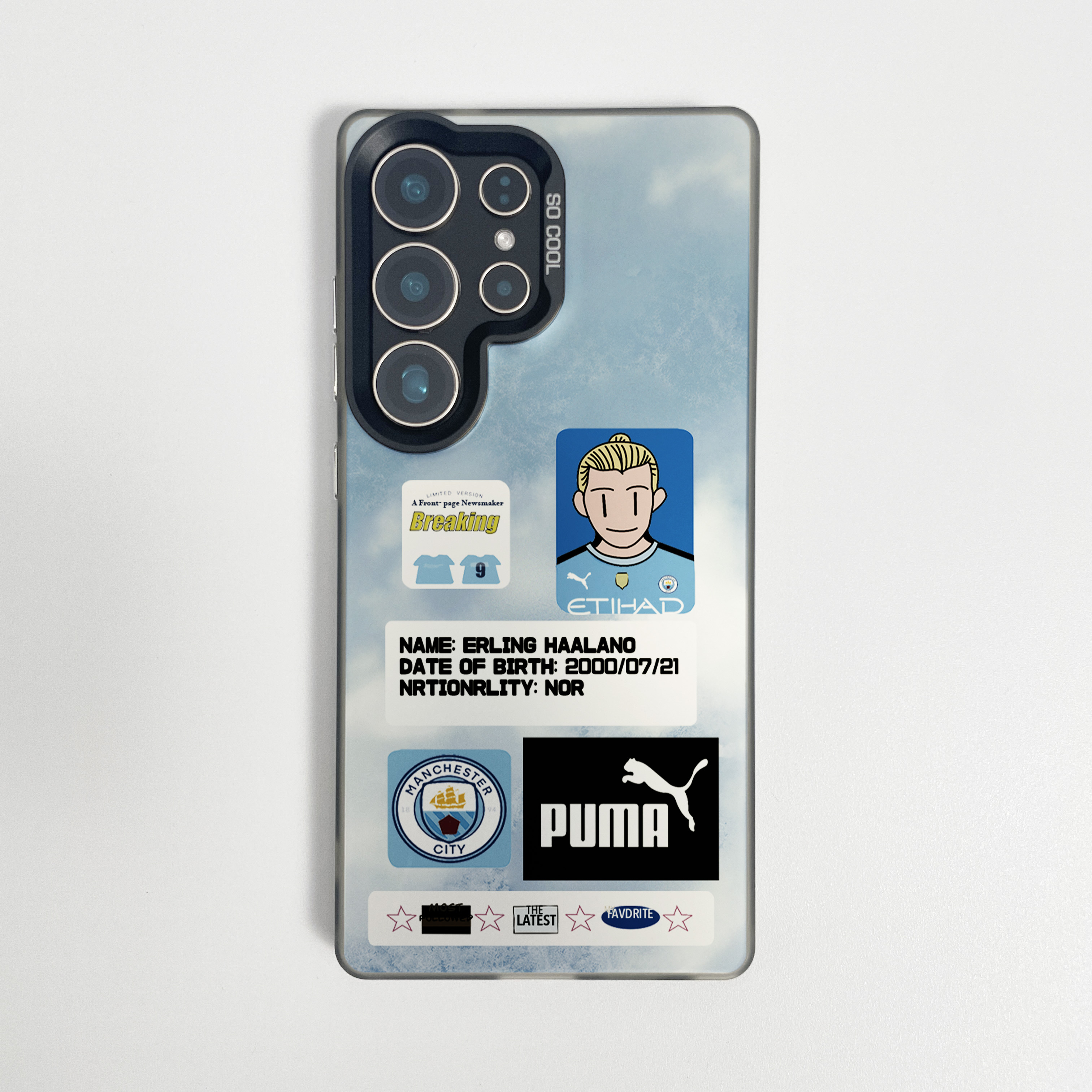 哈兰德球星卡适用于三星s24ultra曼城手机壳s23fe磁吸s25+足球s22新款一加11全包12防摔13AC3小众ACE5保护套