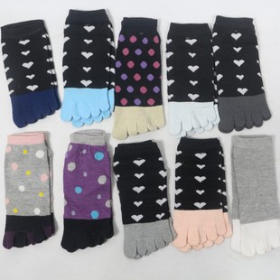 女士涤棉五指袜女短筒吸汗防臭五指袜分趾袜船袜子 10双9.9元 包邮