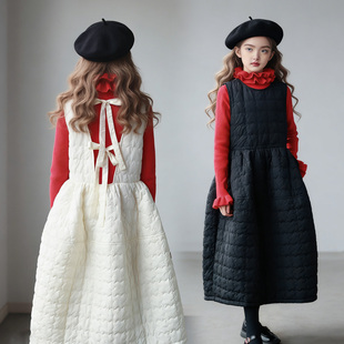 本命年女童冬装2026新款夹棉洋气背心裙套装洋气时髦连衣裙过年服