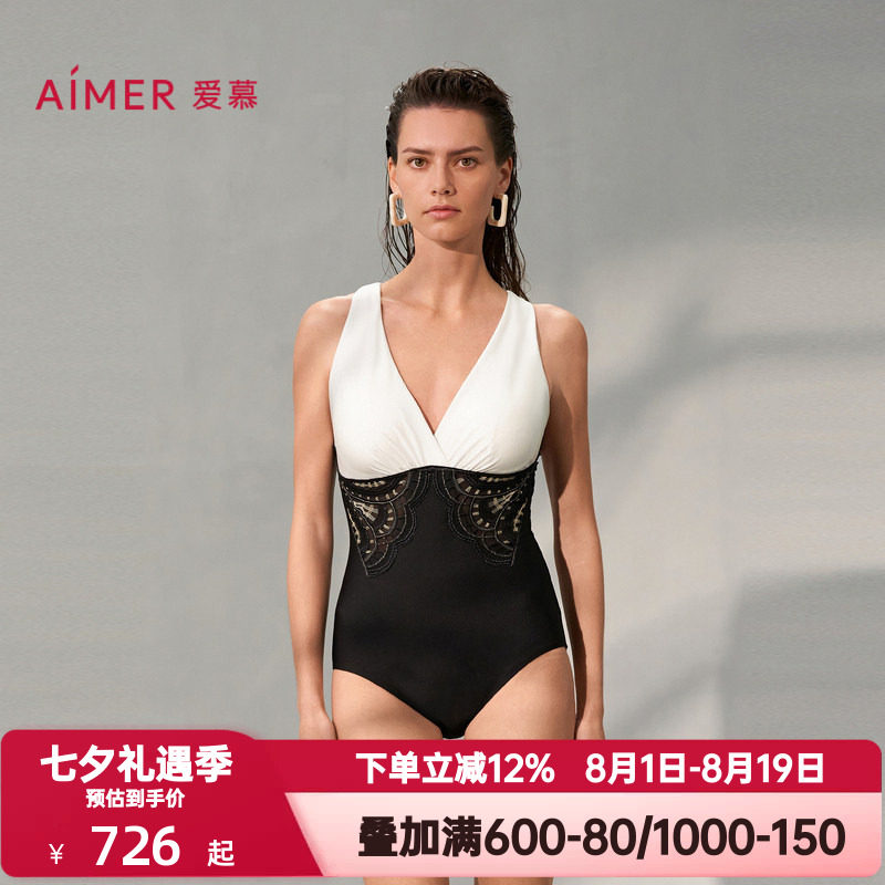 爱慕夏季繁华之上女士泳装沙滩海边游泳性感深V连体泳衣AM689741