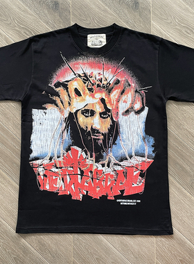 Vertabrae young thug 创意人像印花男女同款纯棉短袖T恤欧美潮