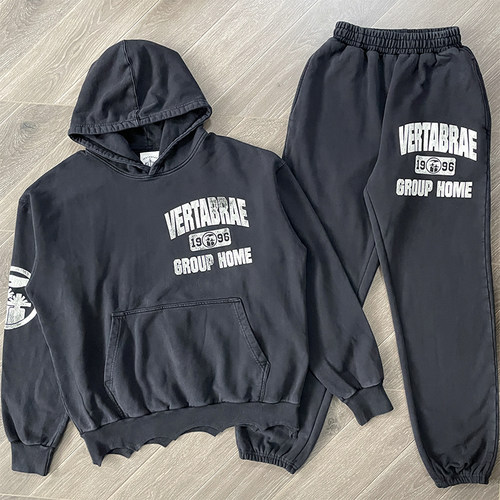 Vertabrae Tattoo Zip Up Hoodie 洗水做旧男女款长裤卫衣套装