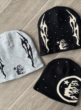 Hellstar Studios logo Sports Flame Beanie 针织休闲毛线冷帽子