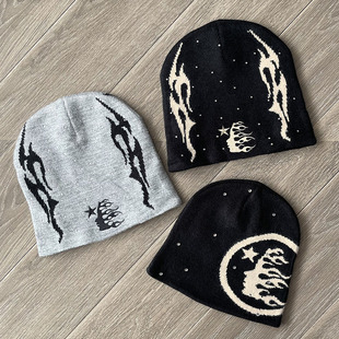 Hellstar Studios logo Sports Flame Beanie 针织休闲毛线冷帽子