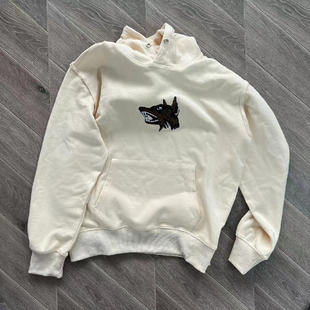 明星同款 TUFF CROWD CREAM HOODIE 狗头刺绣运动休闲男女卫衣
