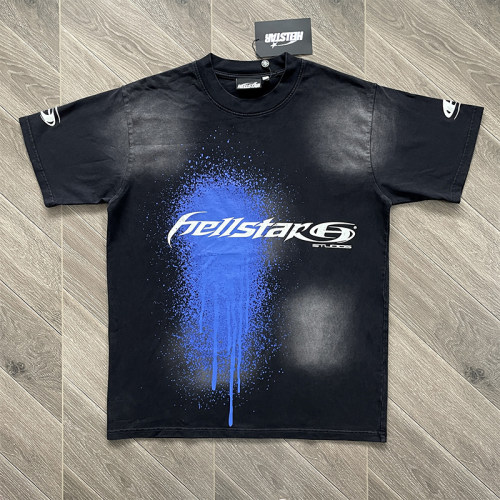 HELLSTAR STUDIOS 泼墨星空印花字母水洗做旧高街短袖T恤