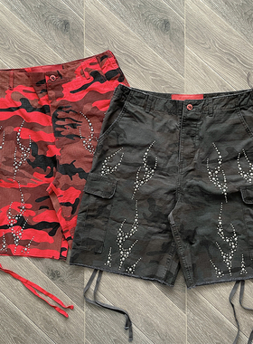 Hellstar Studios Capsule 11Camo Cargo Shorts迷彩烫钻工装短裤