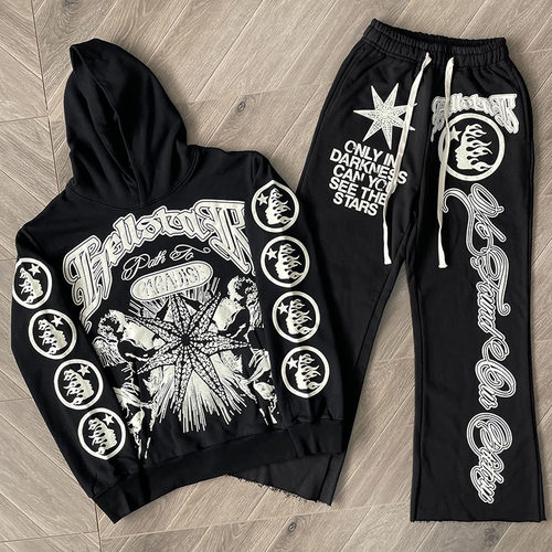 印花HELLSTAR潮卫衣套装