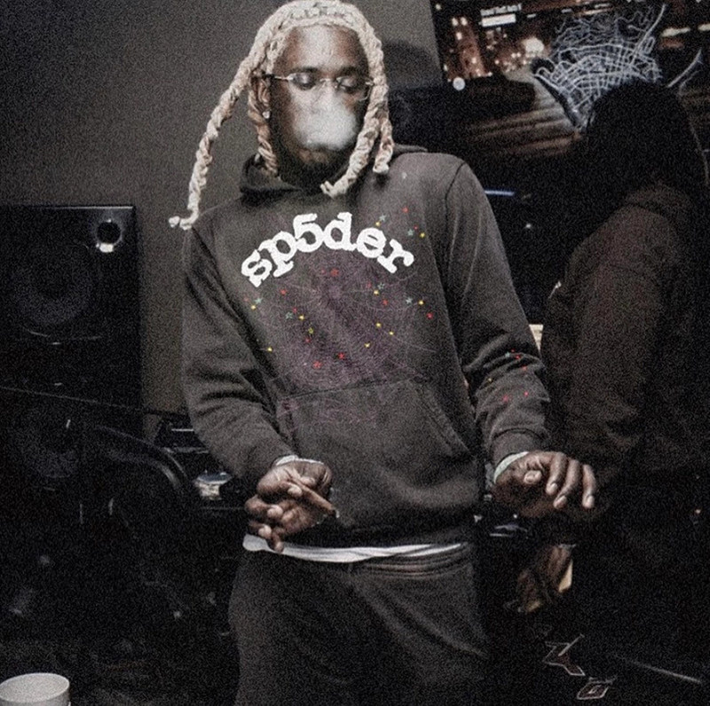 YOUNG THUG 스타와 같은 스타일의 SP5DER 555555 바지 후드티 바지와 스웨트셔츠 세트