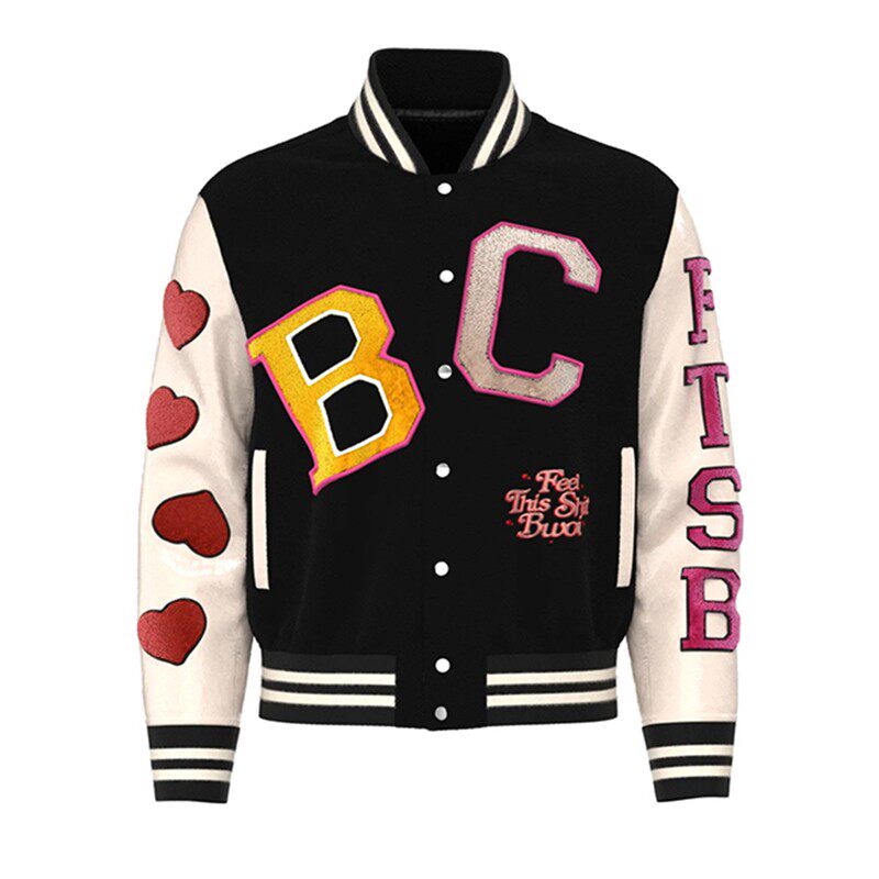 Kanye 同款 Lover Lettermen Jacket 刺绣毛尼拼接棒球服夹克