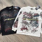 涂鸦风纯棉长袖 Hellstar T恤 long sleeve个性 Studios graffiti