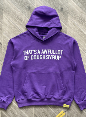 That's A Awful Lot of Cough Syrup 字母印花紫色连帽卫衣
