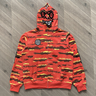 Zip Glo Hoodie饮料卡通迷彩刺绣拉链卫衣 Full Glory Gang The