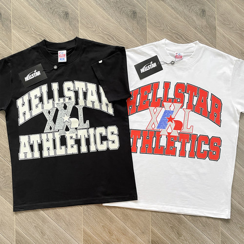 Hellstar Studios 美式街头ATHLETICS撞色潮牌圆领休闲短袖T恤