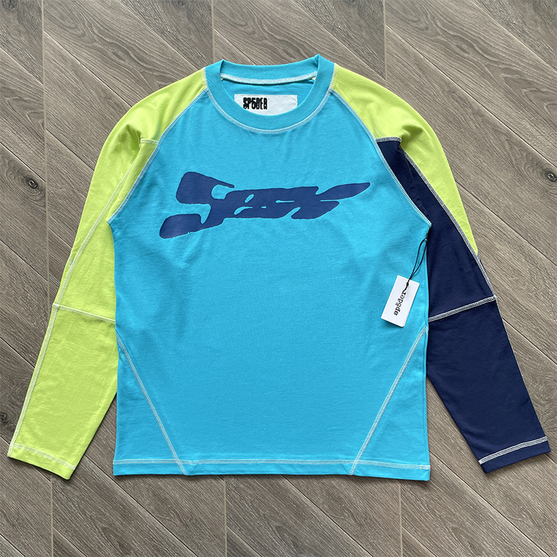 Sp5der worldwide 555555 拼接休闲长袖T恤