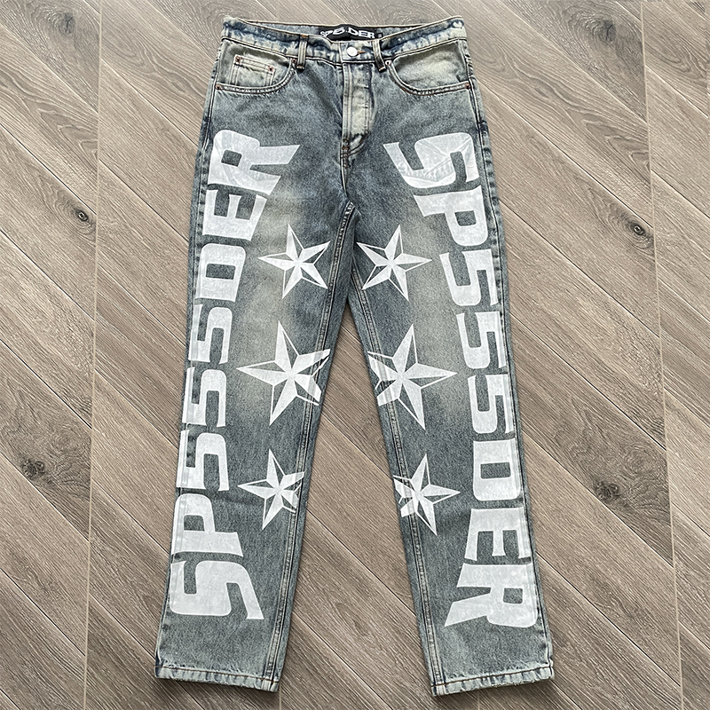 Sp5der worldwide 555555  5STAR Vintage Denim 高街休闲牛仔裤