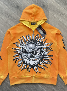 Hellstar Studios sun zip up orange hoodie capsule 11拉链卫衣