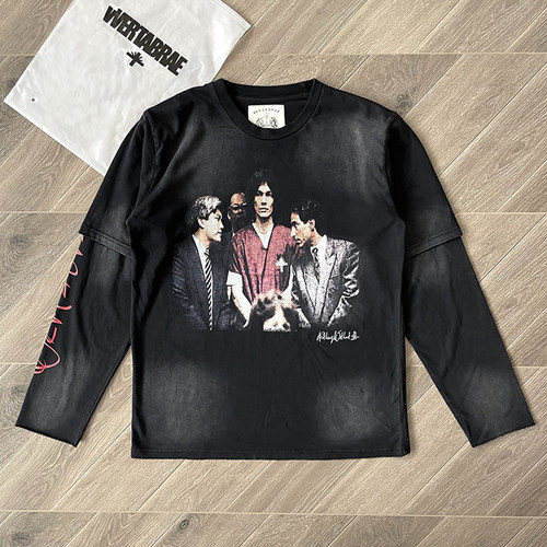 Vertabrae Stalker Double Sleeve Tee 假两件欧美潮纯棉长袖T恤