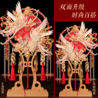 diy material package for bride's wedding with a round fan, handcrafted finished product, ancient-style Xiuhe double-sided wedding fan, high-end wedding fan thumbnail 5
