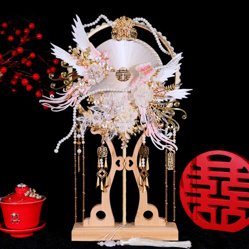蚕丝扇子diy材料包团扇新娘结婚
