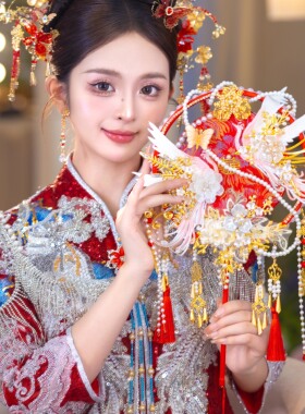 红色团扇新娘结婚材料包diy