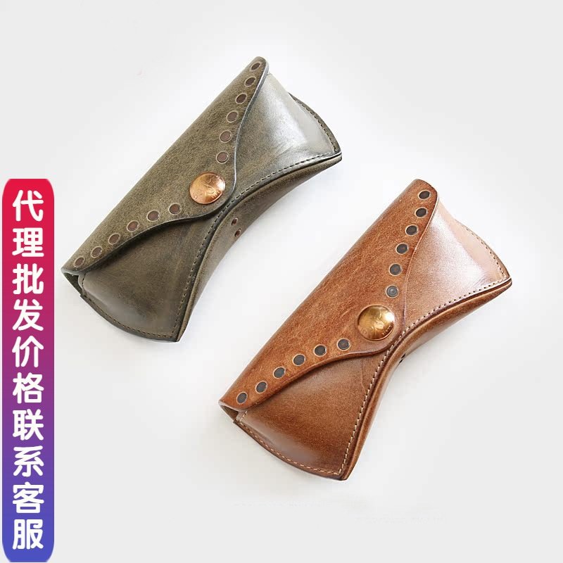 2025秋冬手工真皮眼镜盒男女植鞣头层牛皮复古眼镜包便携太阳墨镜