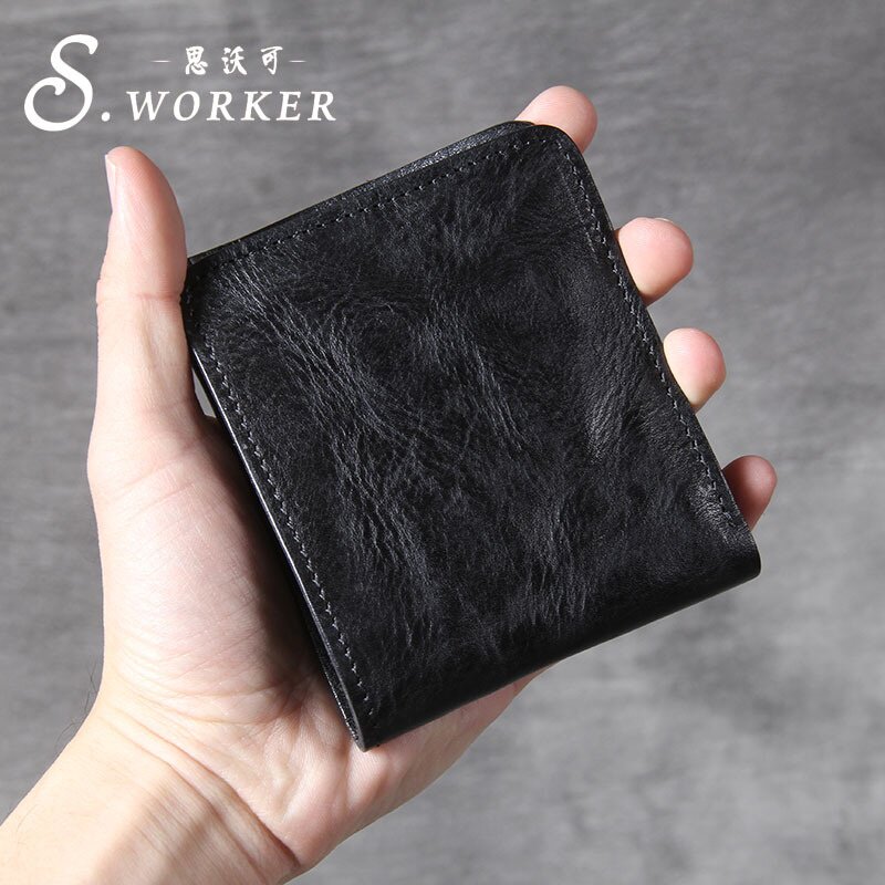 2026简约头层植鞣牛皮短款钱夹原创手工超薄真皮复古钱包欧美日本