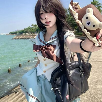 御茶家小巧莓夏日JK收腰水手服套装日系学院风校供制服百褶裙