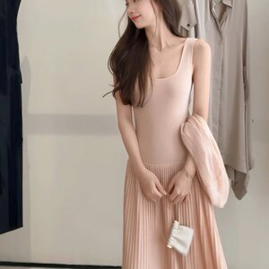 Madofit麻豆1640 天丝桑蚕丝精致无袖背心连衣裙