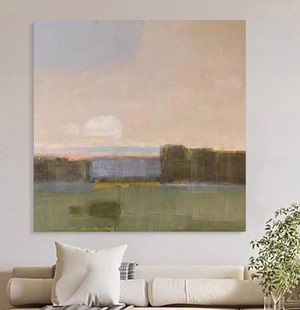 MHD正方形画手绘美式艺术简约抽象会议厅装饰画客厅餐沙发艺术画