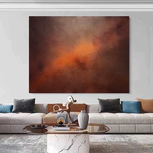 MHD简约现代油画走廊画 纯手绘客厅抽象橙色沙发艺术挂画 烬霭