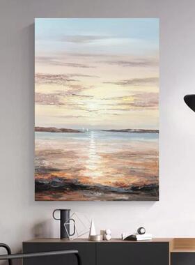 MHD高端手绘油画日出玄关画现代轻奢高档高端创意立体抽象新款画