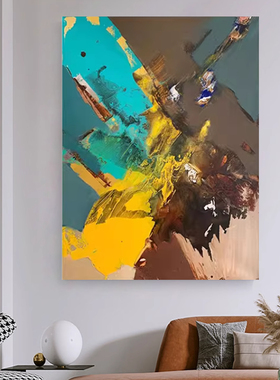 纯手绘油画《思绪》肌理画玄关抽象沙发大厅客厅装饰画高级感挂画