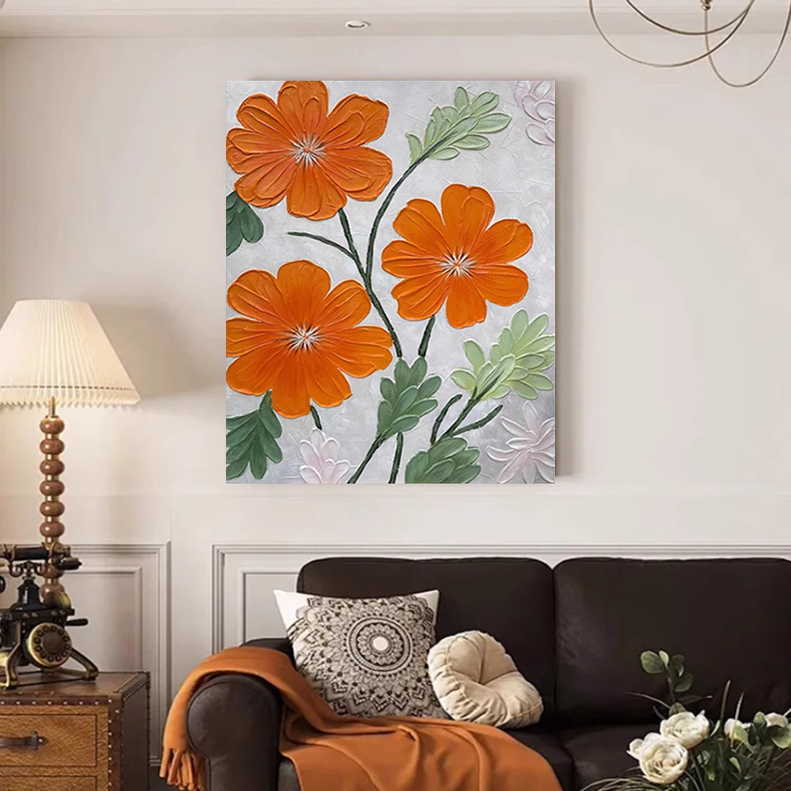 MHD手绘油画《富贵花》抽象花卉油画书柜酒店玄关客厅沙发装饰画图片