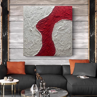饰画 餐厅正方形红色抽象客厅沙发背景装 MHD手绘油画 凯旋而归