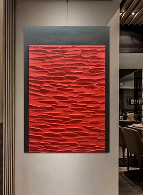 MHD手绘油画《信仰》设计师配画客厅装饰画红色沙发酒店玄关挂画