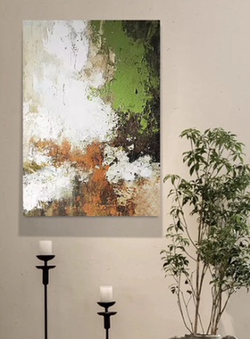 MHD手绘油画肌理现代简约轻奢沙发民宿酒店客厅装饰画抽象玄关画