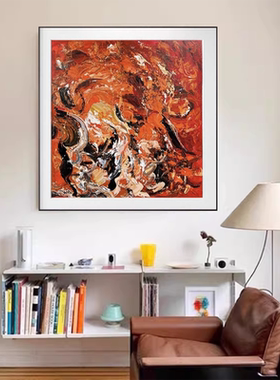MHD纯手绘《福泽》红色沙发餐厅抽象艺术装饰画客厅高级感轻奢画