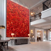 饰画酒店沙发抽象画红色油画 客厅玄关装 MHD手绘油画 财源滚滚