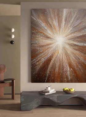 MHD手绘油画《光辉》客厅背景画灰色玄关入户装饰画沙发厚肌理画