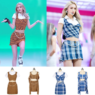 格子打歌服校园韩舞表演出服装 Dumb同款 韩国女团Somi全昭弥Dumb