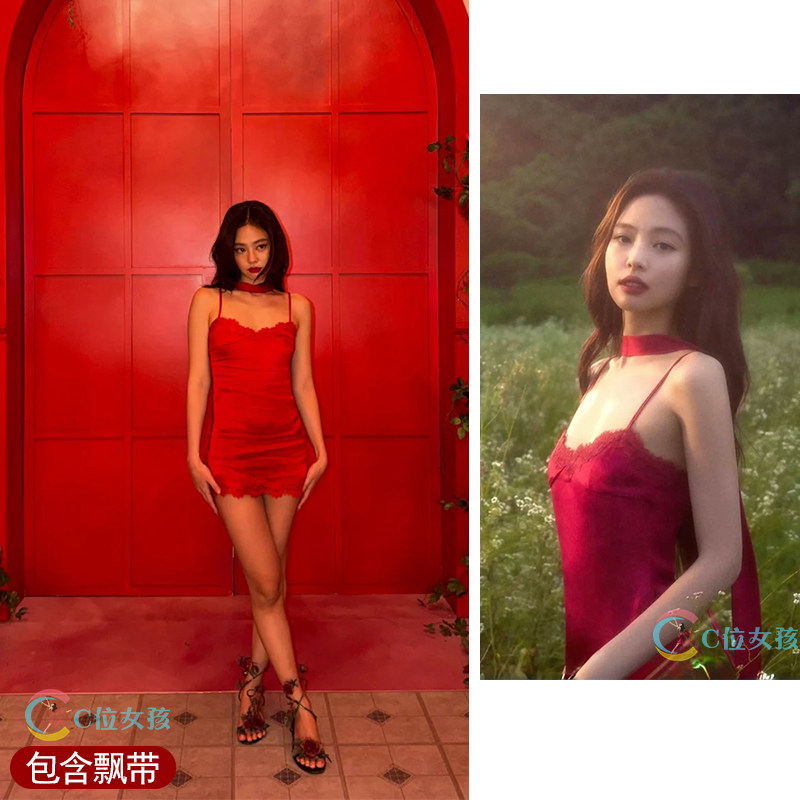 jennie珍妮FallenAngel同款红裙