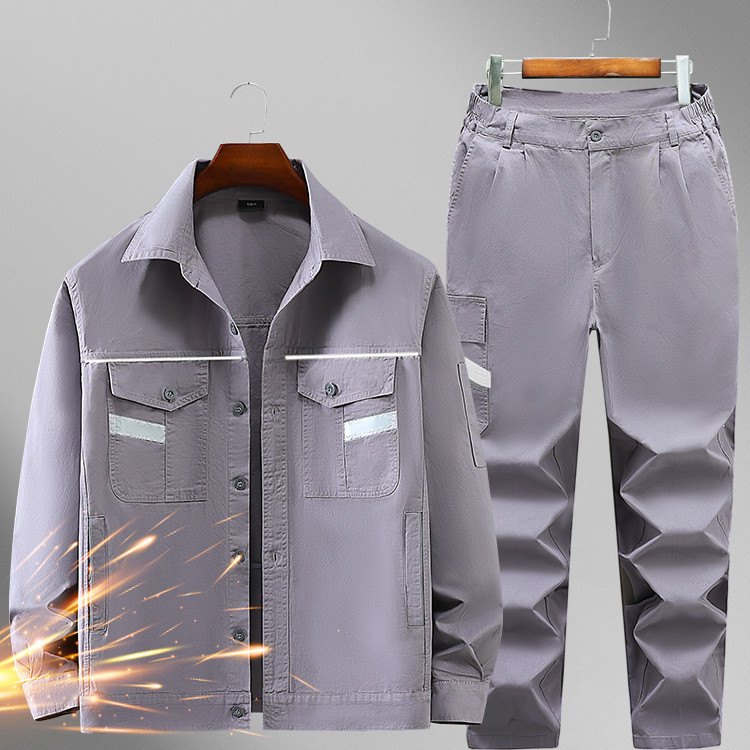夏季纯棉工作服套装男绣字印字