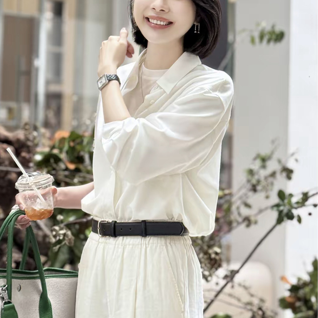 【不皱衬衫】大洪高级感宽松通勤衬衣女秋长袖白色衬衫衬衣高级感