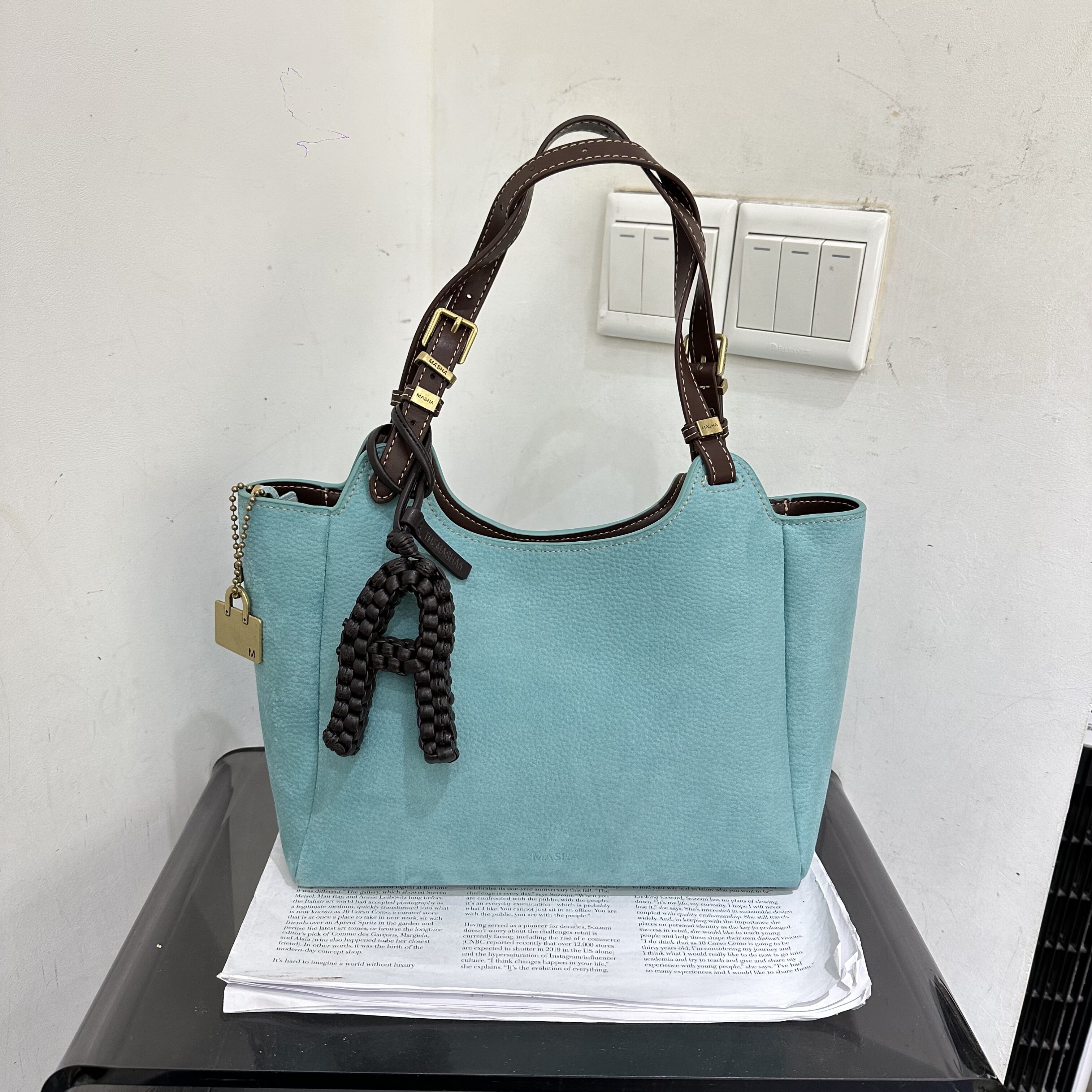 玛莎新款复古撞色手提大容量菜篮子包复古休闲慵懒风软皮斜挎女包